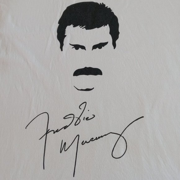 Freddie Mercury Queen signature  white T-shirt - Picture 2 of 7